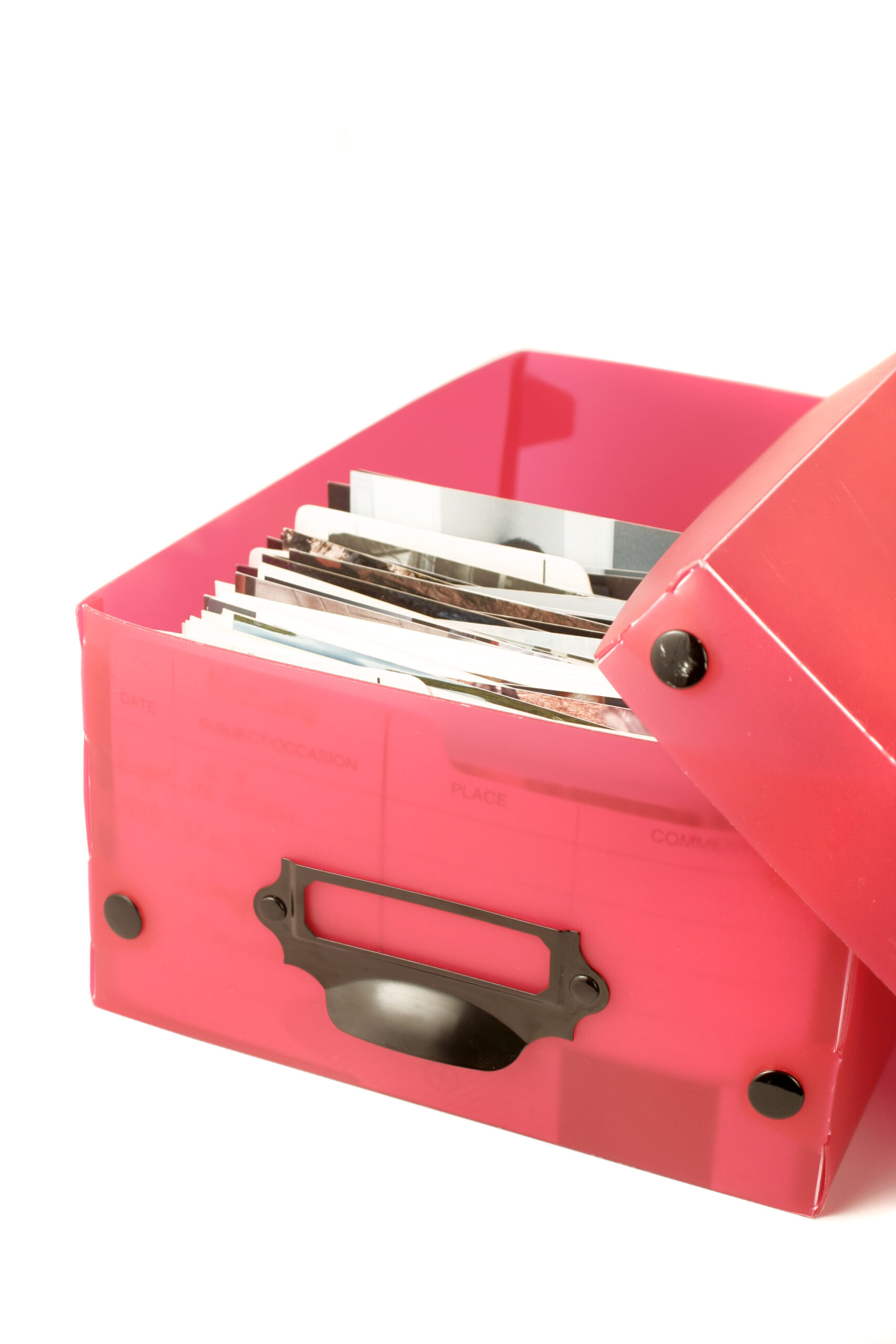 shoebox of family photos